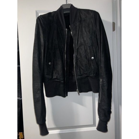 Rick Owens Lambskin Fitted Bomber Jacket - Picture 3 of 7